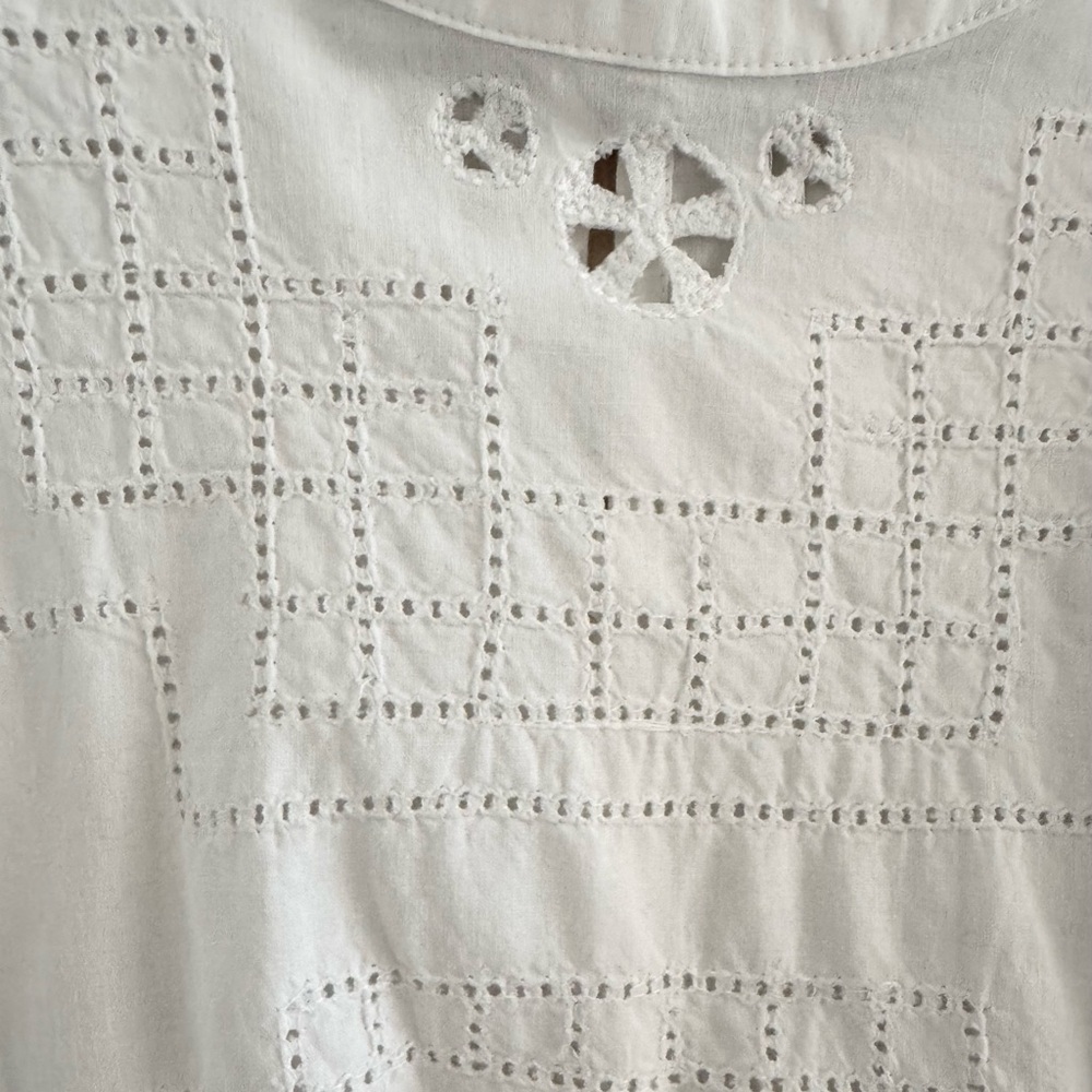 Sea New York White Eyelet Mini Dress Size M Cotton Summer Dress Boho Chic - Picture 8 of 9